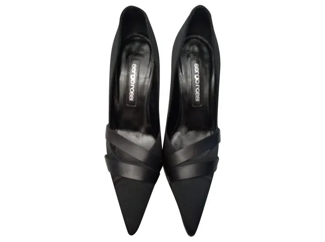 Sergio Rossi Zapatos de cuero y satén. Negro 