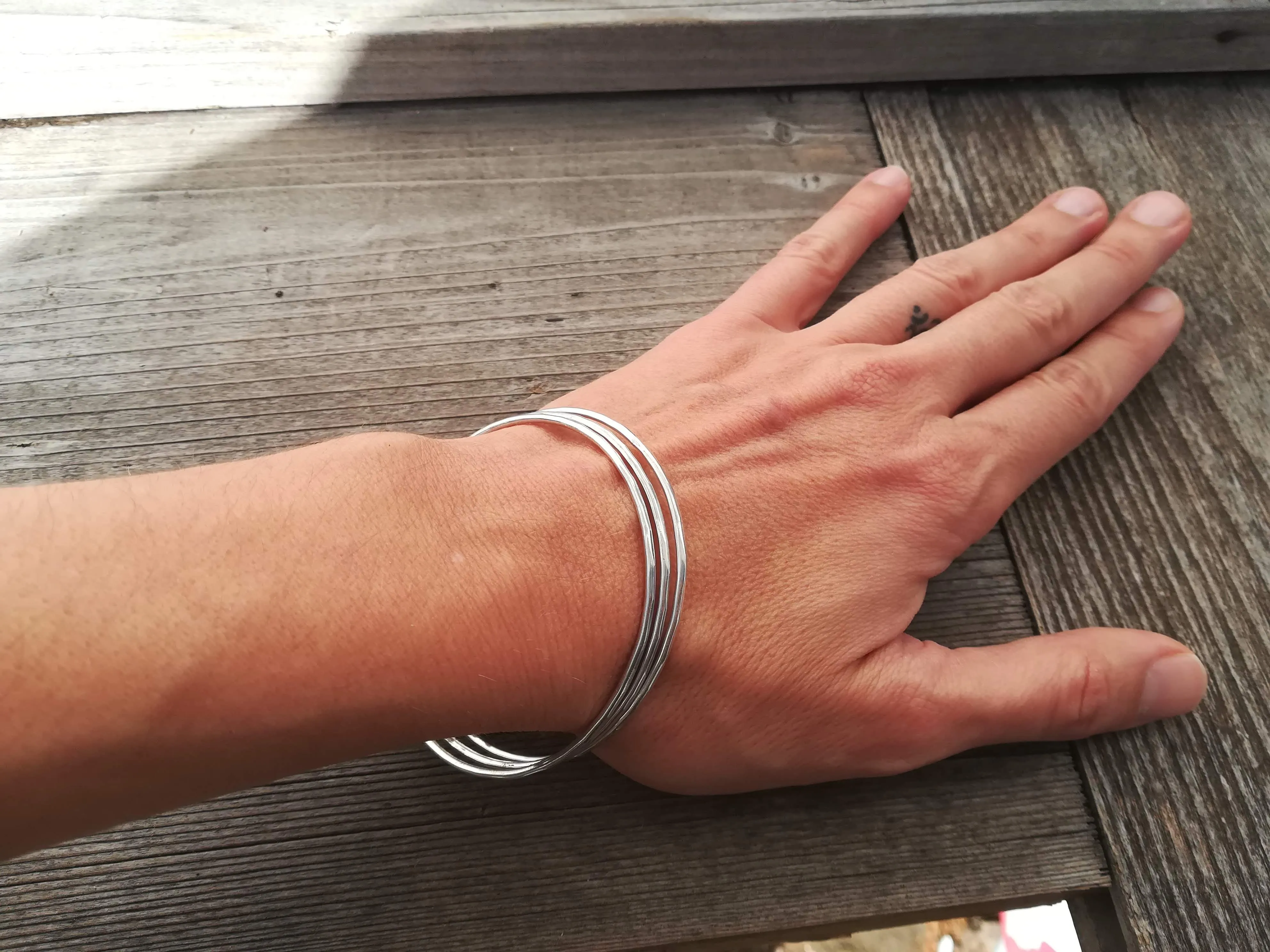 SET DE PULSERAS DE PLATA DE LEY  BRAZALETES RíGIDOS