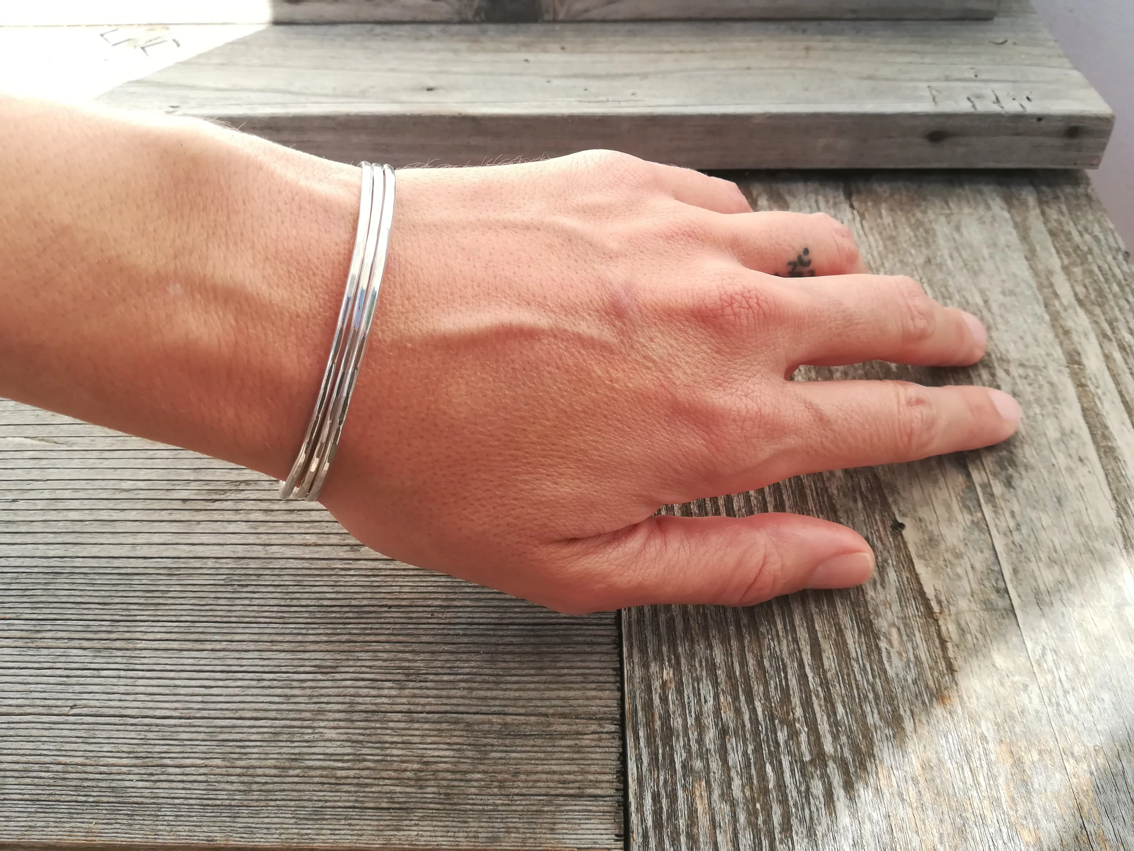 SET DE PULSERAS DE PLATA DE LEY  BRAZALETES RíGIDOS