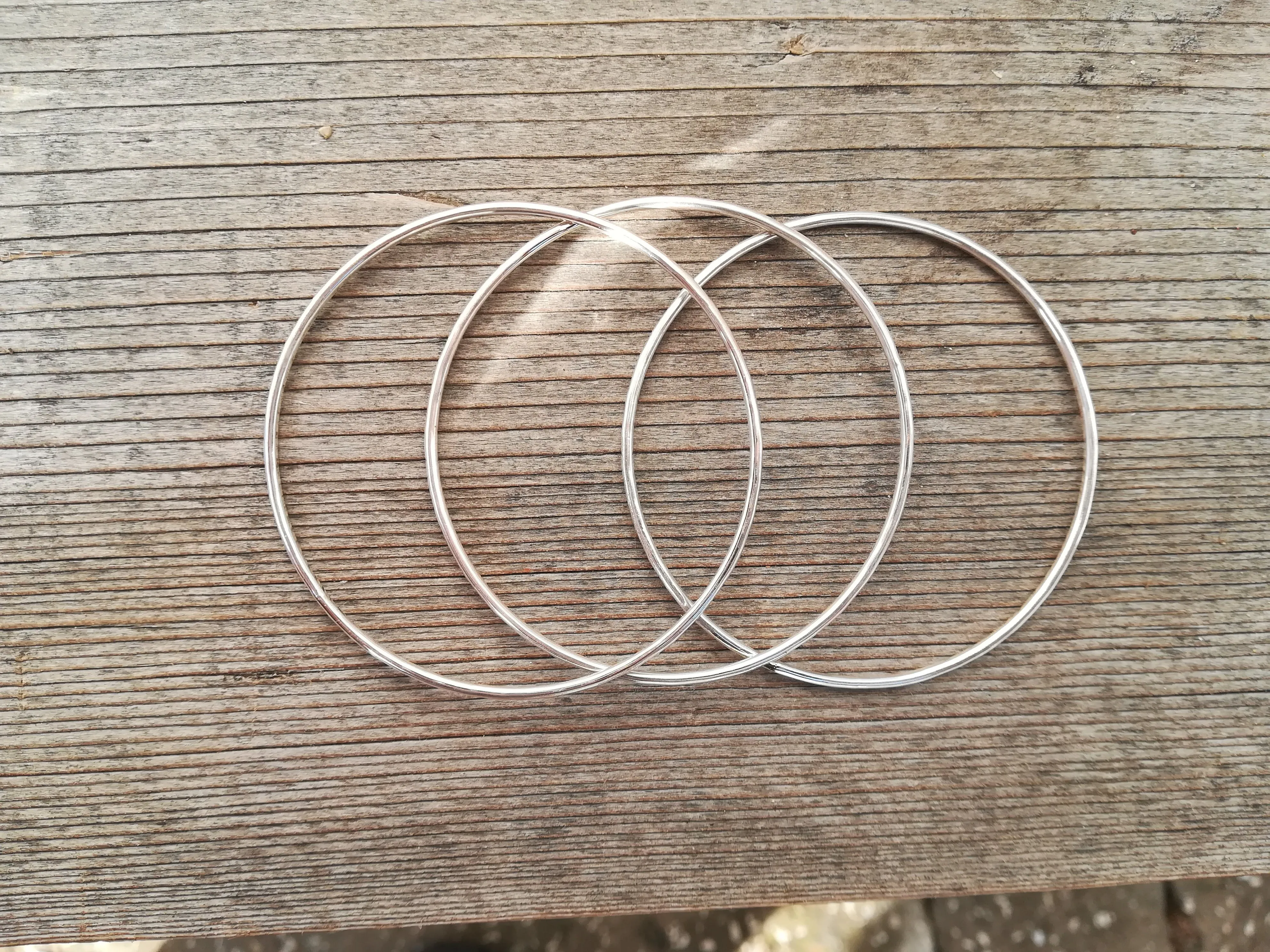 SET DE PULSERAS DE PLATA DE LEY  BRAZALETES RíGIDOS