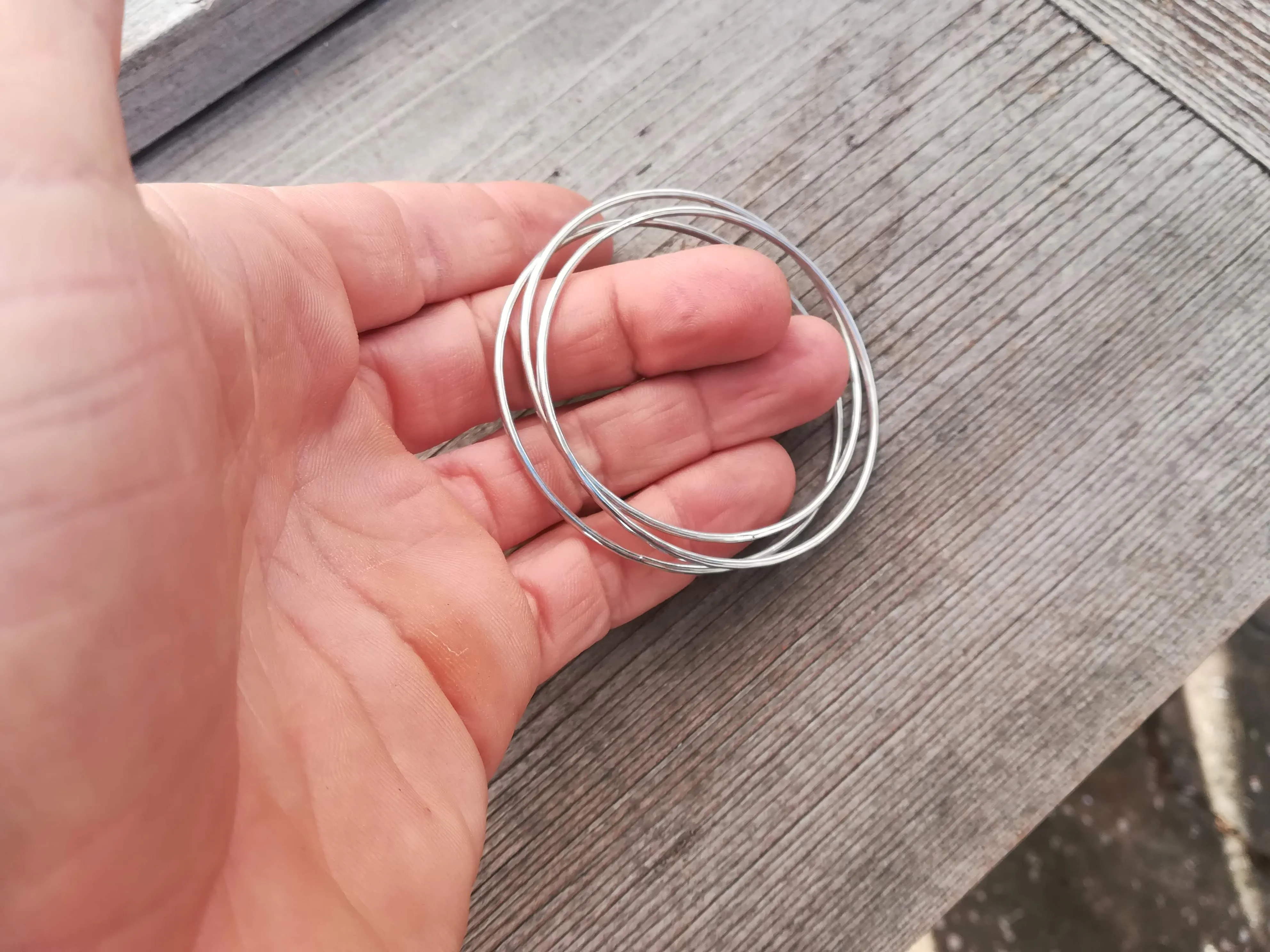SET DE PULSERAS DE PLATA DE LEY  BRAZALETES RíGIDOS