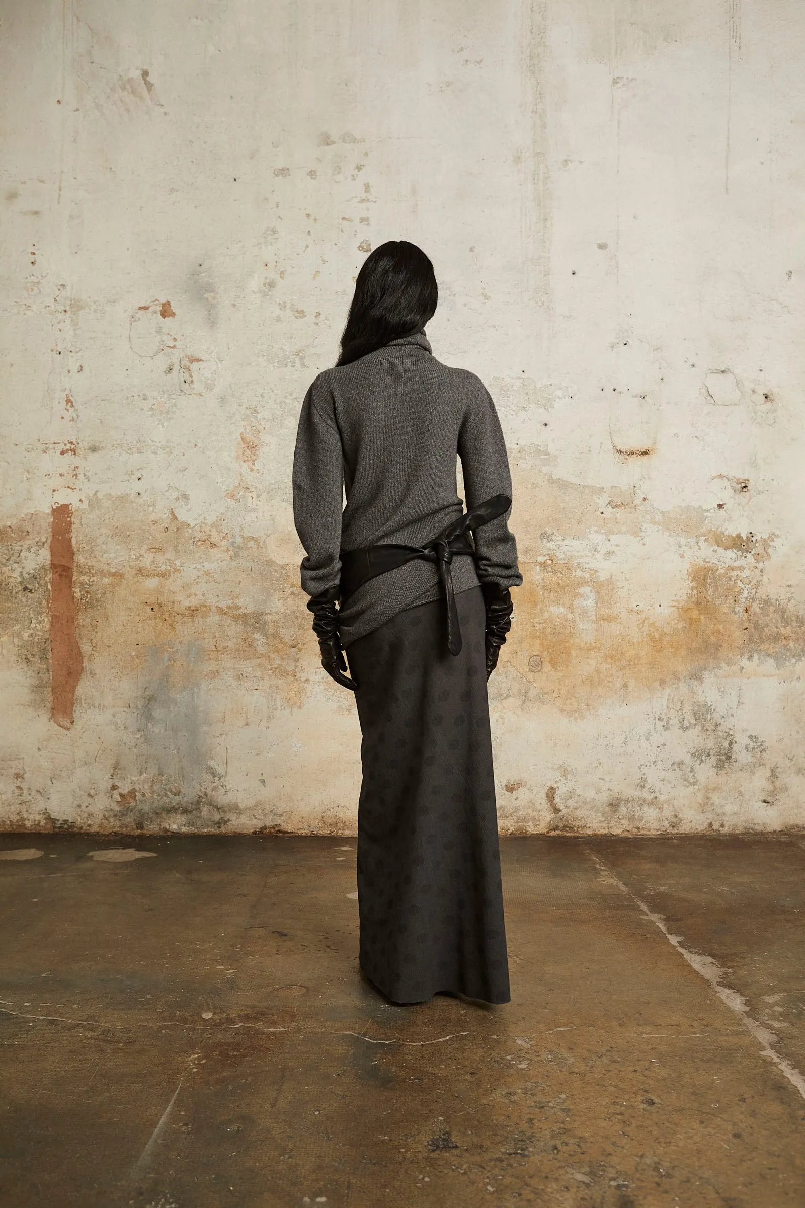 SNOW, GRAY MELANGE WOOLCASHMERE TURTLENECK 