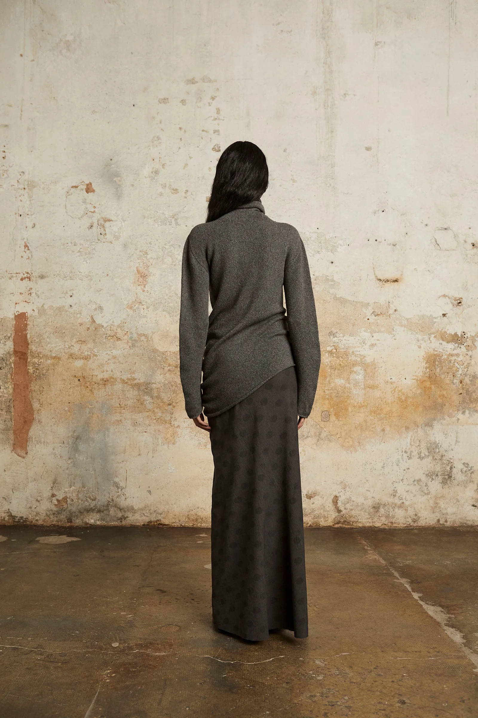 SNOW, GRAY MELANGE WOOLCASHMERE TURTLENECK 