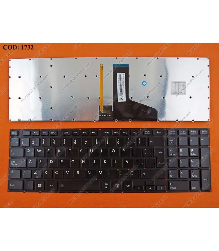 TECLADO TOSHIBA P50A P50B P50TA P55W P70A P70B X75 X70A SERIES SIN MARCO +BACKLIT V138146DK1 BK LA ORIG.