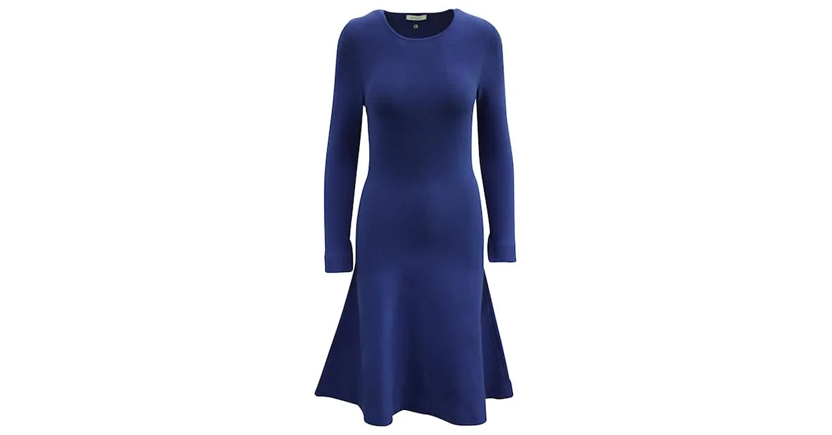 Thierry Mugler Vestido de punto Mugler entallado y con vuelo en viscosa azul 