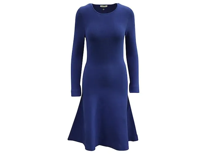 Thierry Mugler Vestido de punto Mugler entallado y con vuelo en viscosa azul 