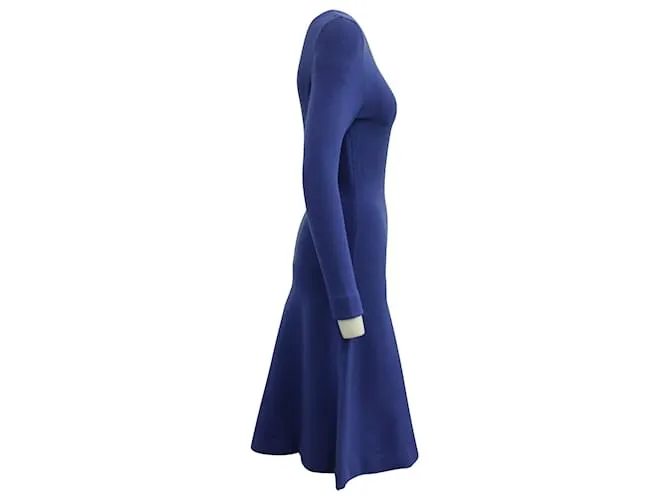 Thierry Mugler Vestido de punto Mugler entallado y con vuelo en viscosa azul 