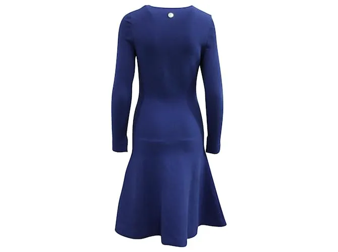 Thierry Mugler Vestido de punto Mugler entallado y con vuelo en viscosa azul 