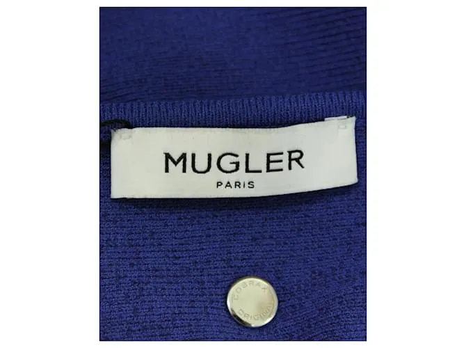 Thierry Mugler Vestido de punto Mugler entallado y con vuelo en viscosa azul 