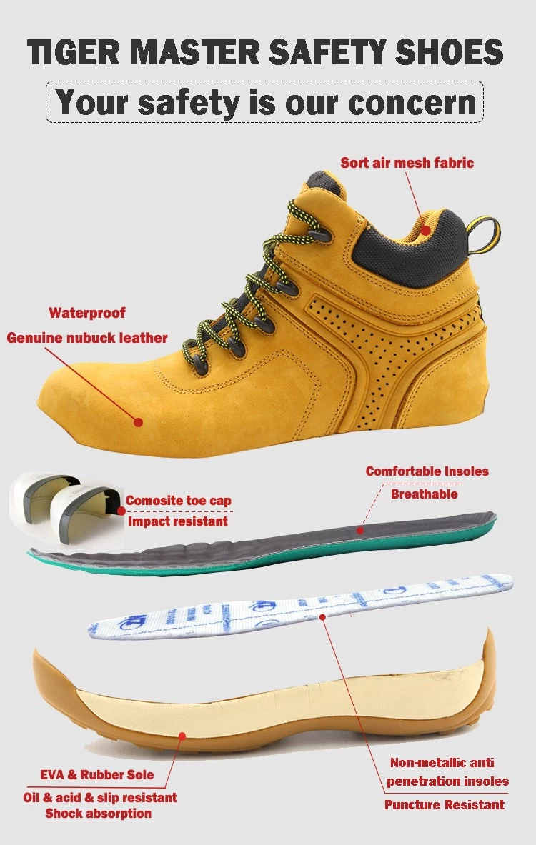 TM149 Zapatos de seguridad para senderismo para hombre, resistentes al deslizamiento y al aceite, con puntera compuesta, a prueb