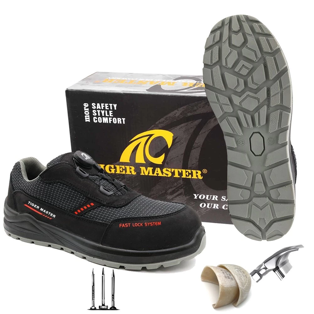 TM269 Zapatos de seguridad laboral para hombre con sistema de cierre rápido y puntera de material compuesto