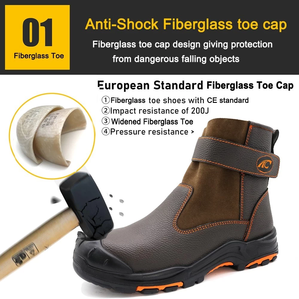 TM3215 Zapatos de seguridad eléctricos con aislamiento antipinchazos y puntera de fibra de vidrio marrón de 18kv para soldadura