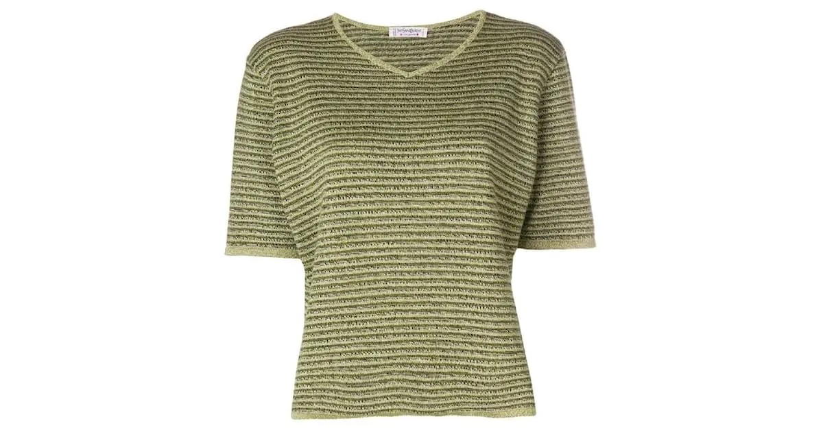 Top de algodón verde Yves Saint Laurent 