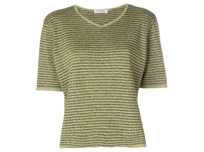 Top de algodón verde Yves Saint Laurent 
