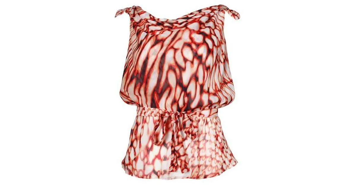 Top de seda multicolor con lazo en los hombros Escada 