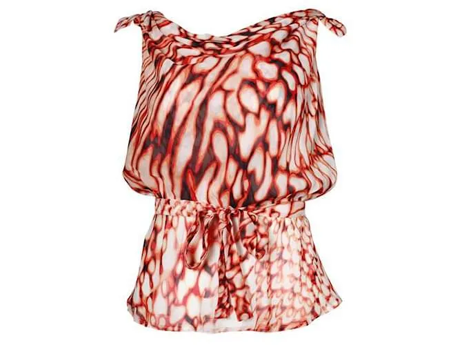 Top de seda multicolor con lazo en los hombros Escada 