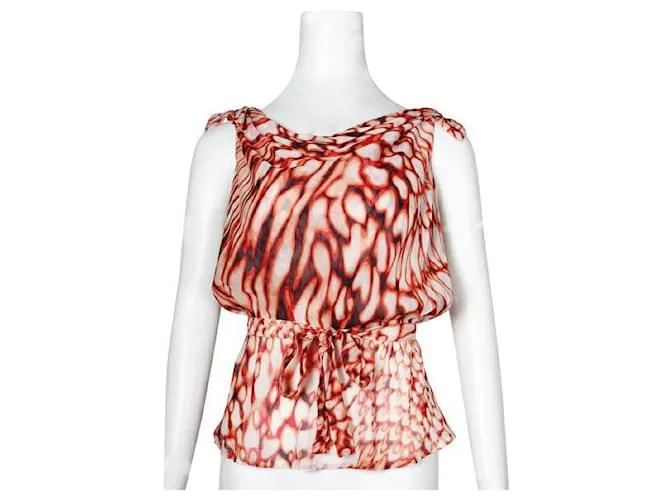 Top de seda multicolor con lazo en los hombros Escada 