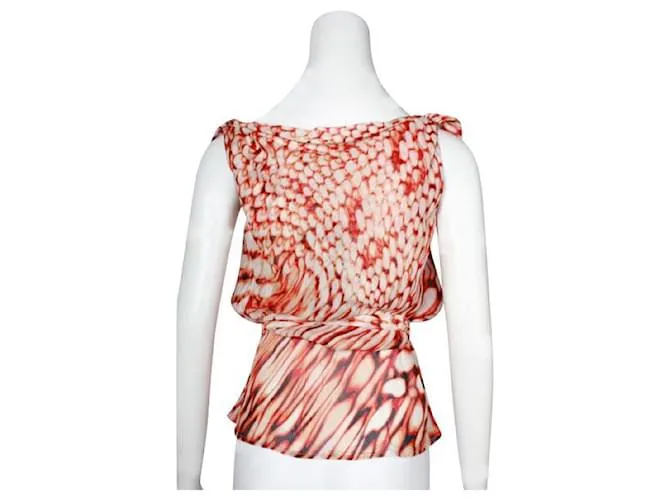 Top de seda multicolor con lazo en los hombros Escada 