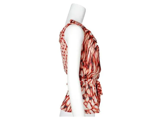 Top de seda multicolor con lazo en los hombros Escada 