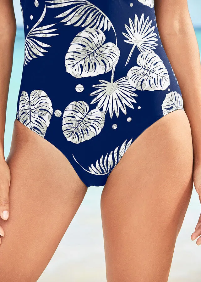 TRAJE DE BAñO CON LIGERO EFECTO MOLDEADOR AZUL OSCUROBLANCO