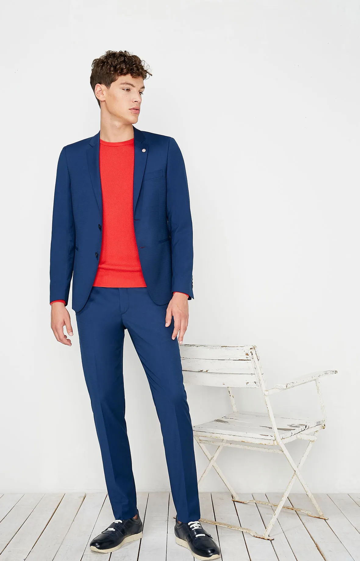 Traje licra azul slim fit Florentino 2048