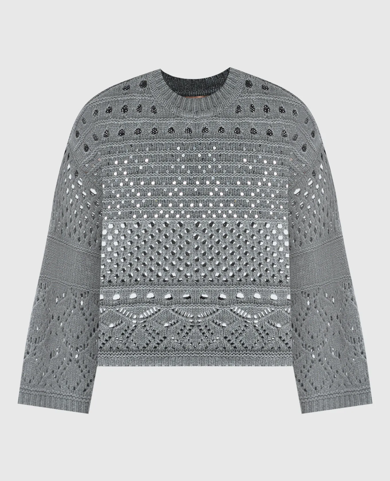 Twinset Gray wool sweater with sequins