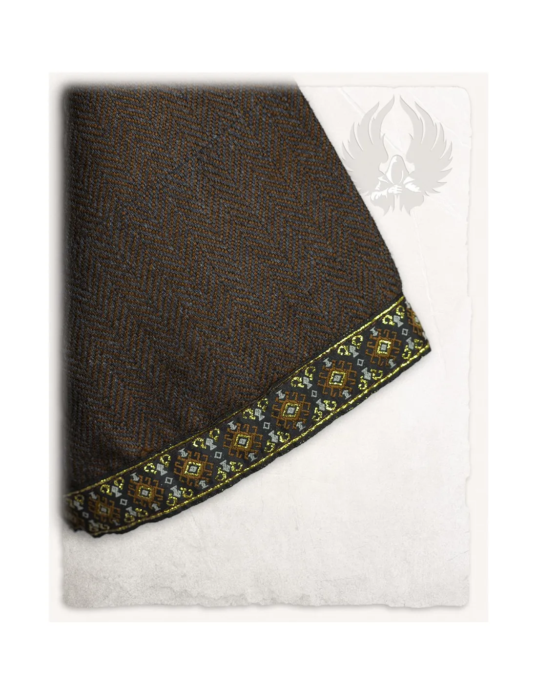 Túnica medieval patrón espina de pez modelo Sigbert, marrón