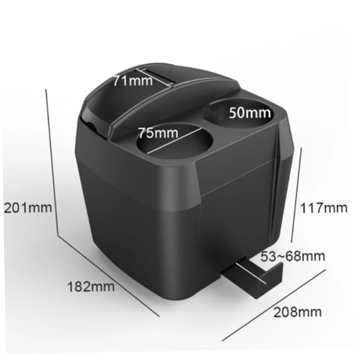 ULTECHNOVO Cubo De Basura Para Coche Cubo De Basura Automático Caja De Almacenamiento Para Reposabrazos Portavasos Color Negro P