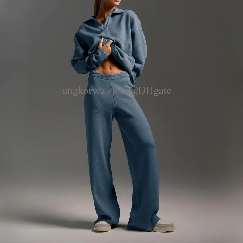 Un diseño de polo de diseño yoga set de 2 piezas 1/2 sudaderas con cremallera+pantalones de chándal de piernas rectas