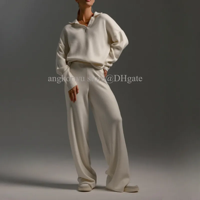 Un diseño de polo de diseño yoga set de 2 piezas 1/2 sudaderas con cremallera+pantalones de chándal de piernas rectas