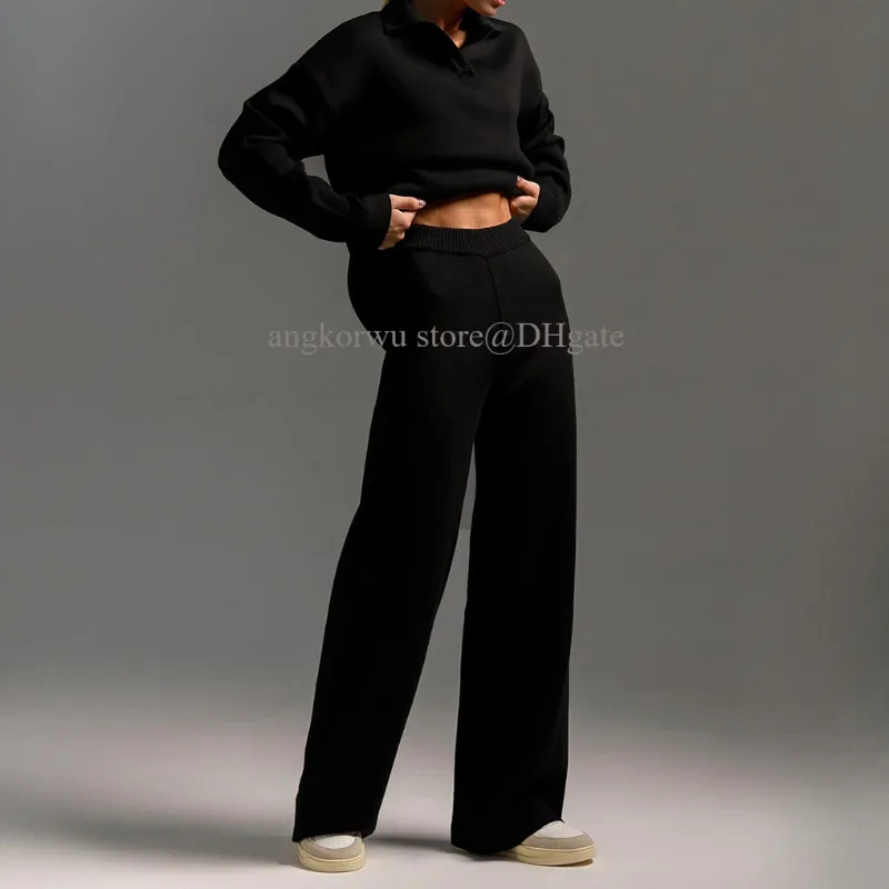 Un diseño de polo de diseño yoga set de 2 piezas 1/2 sudaderas con cremallera+pantalones de chándal de piernas rectas