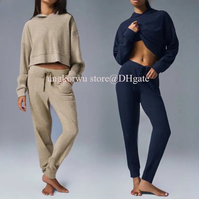 Un diseño de yoga de yoga sudadera con capucha de 2 piezas+pantalones de chándal con encapuchas holgadas de sudadera con capucha