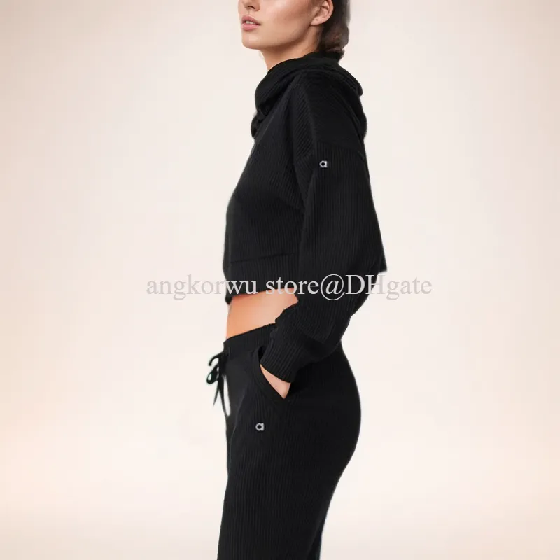 Un diseño de yoga de yoga sudadera con capucha de 2 piezas+pantalones de chándal con encapuchas holgadas de sudadera con capucha