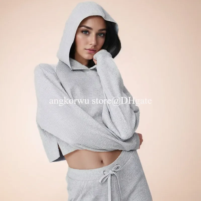 Un diseño de yoga de yoga sudadera con capucha de 2 piezas+pantalones de chándal con encapuchas holgadas de sudadera con capucha