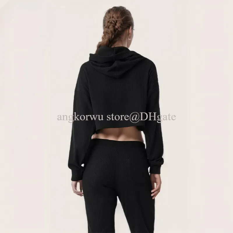 Un diseño de yoga de yoga sudadera con capucha de 2 piezas+pantalones de chándal con encapuchas holgadas de sudadera con capucha