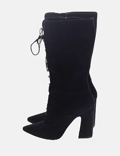 Uterqüe Botas altas antelina azul marino