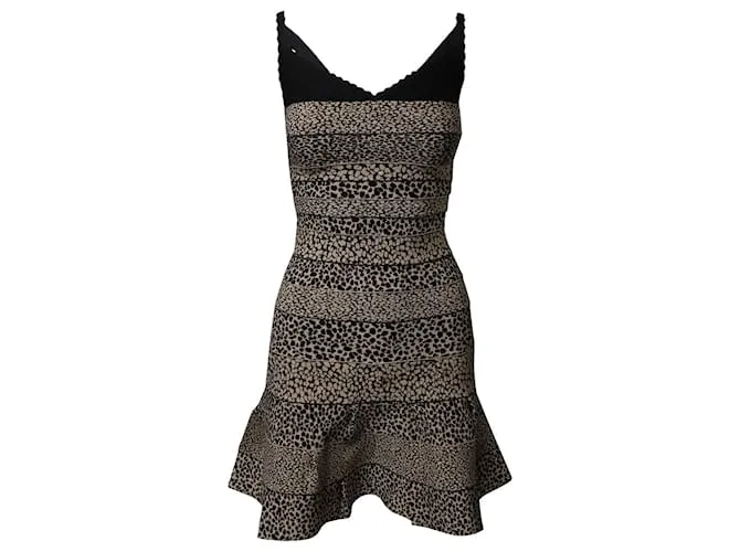 Vestido ajustado y con vuelo de Herve Leger en rayón multicolor Impresión de pitón 
