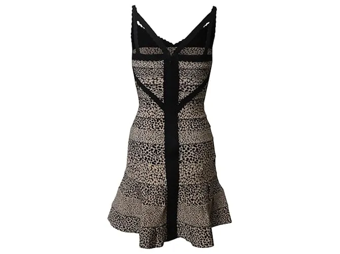 Vestido ajustado y con vuelo de Herve Leger en rayón multicolor Impresión de pitón 