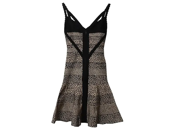 Vestido ajustado y con vuelo de Herve Leger en rayón multicolor Impresión de pitón 