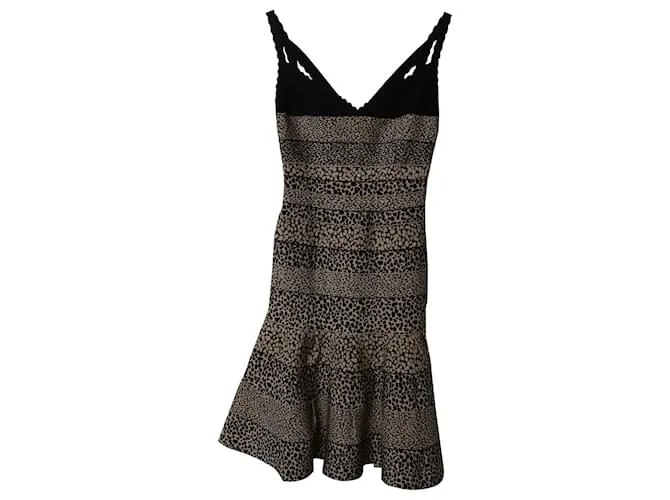 Vestido ajustado y con vuelo de Herve Leger en rayón multicolor Impresión de pitón 