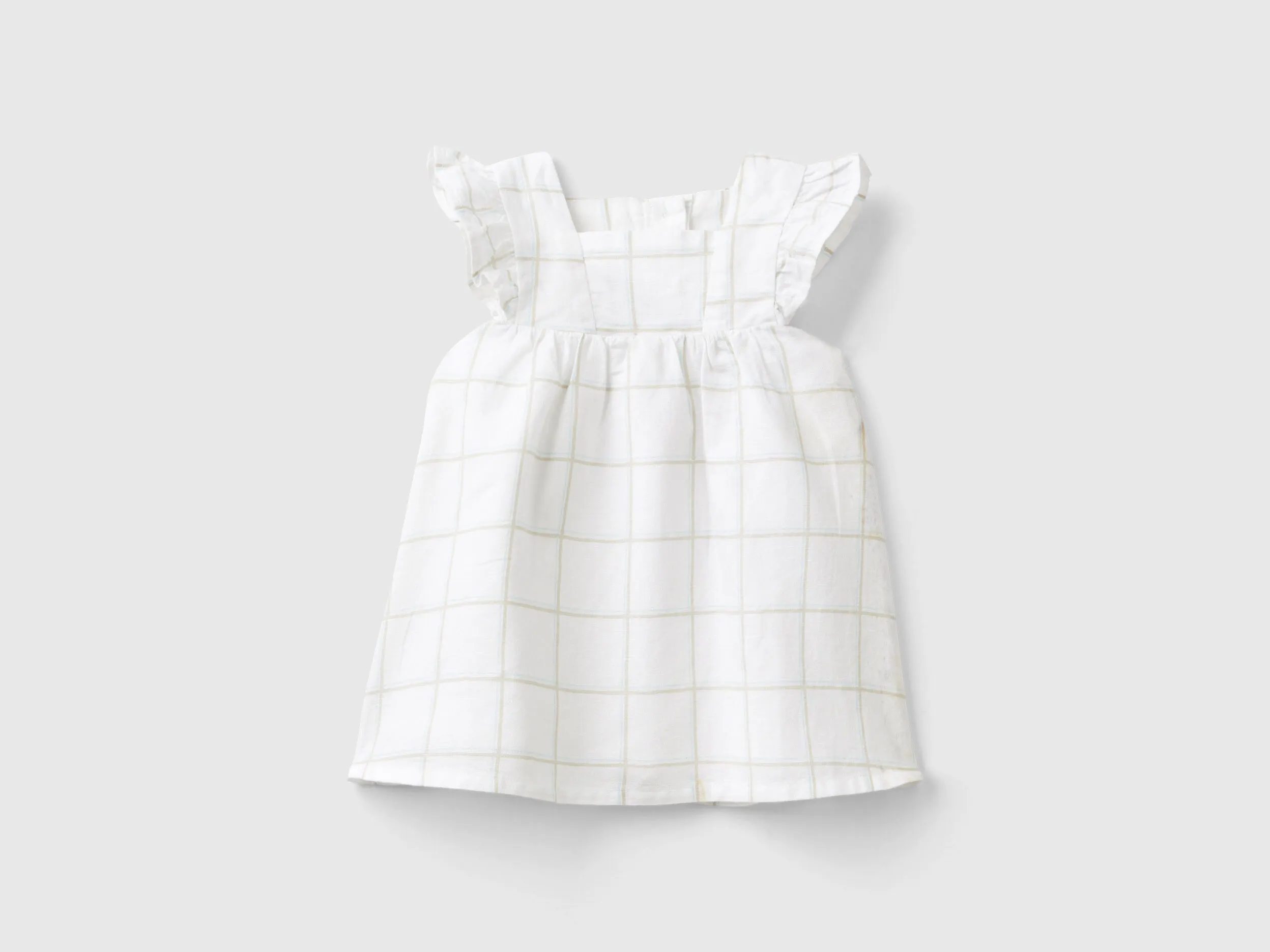 Vestido de cuadros de lino mixto