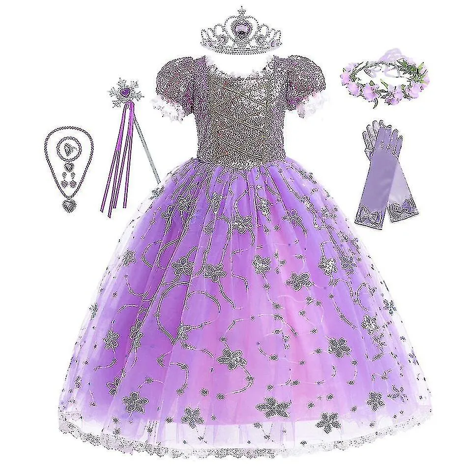 Vestido de princesa Rapunzel para niñas Elegantes vestidos morados Disfraces de carnaval Disfraces de carnaval Kid Prom Vestidos