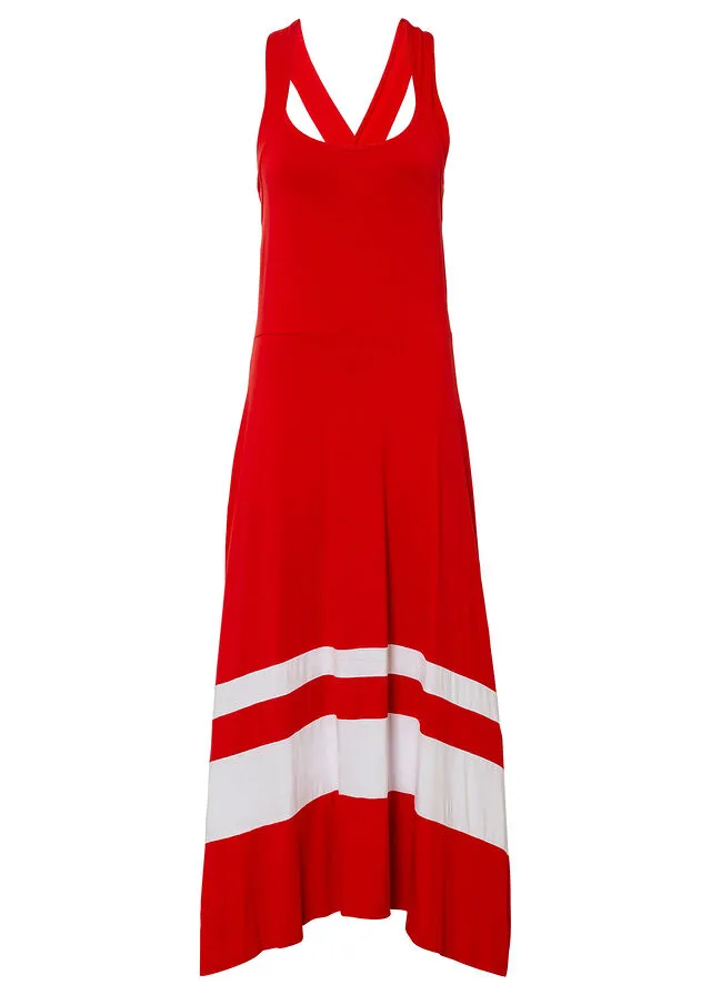 VESTIDO LARGO DE VERANO ROJOBLANCO