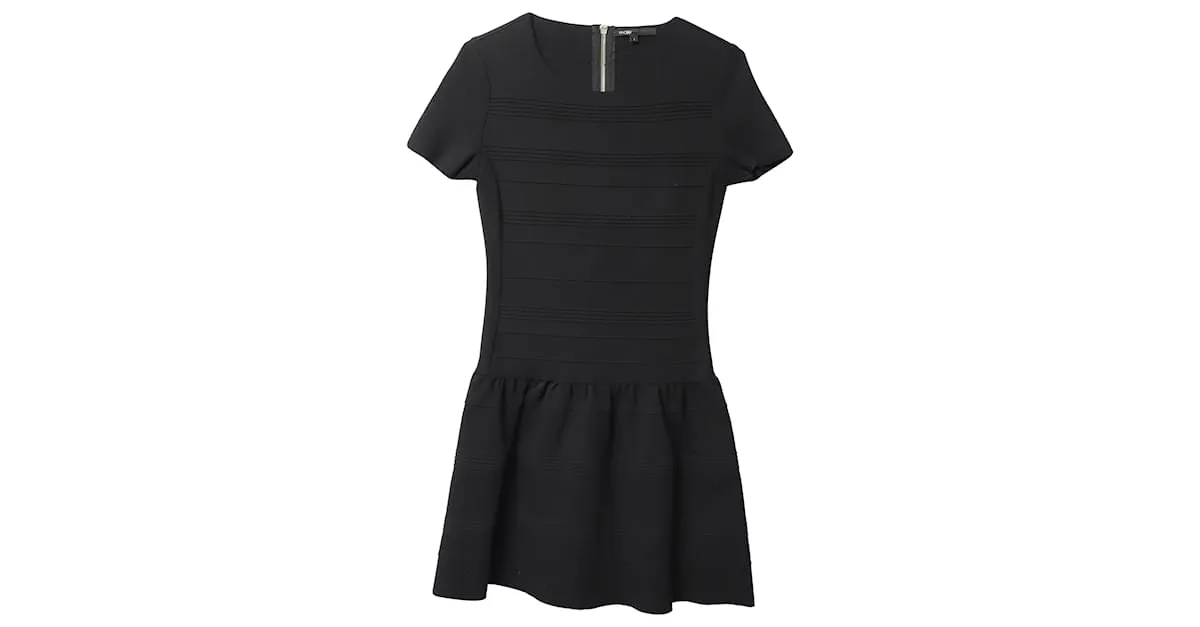 VESTIDO MAJE VESTIDO ENCAJE Y VUELO Negro 