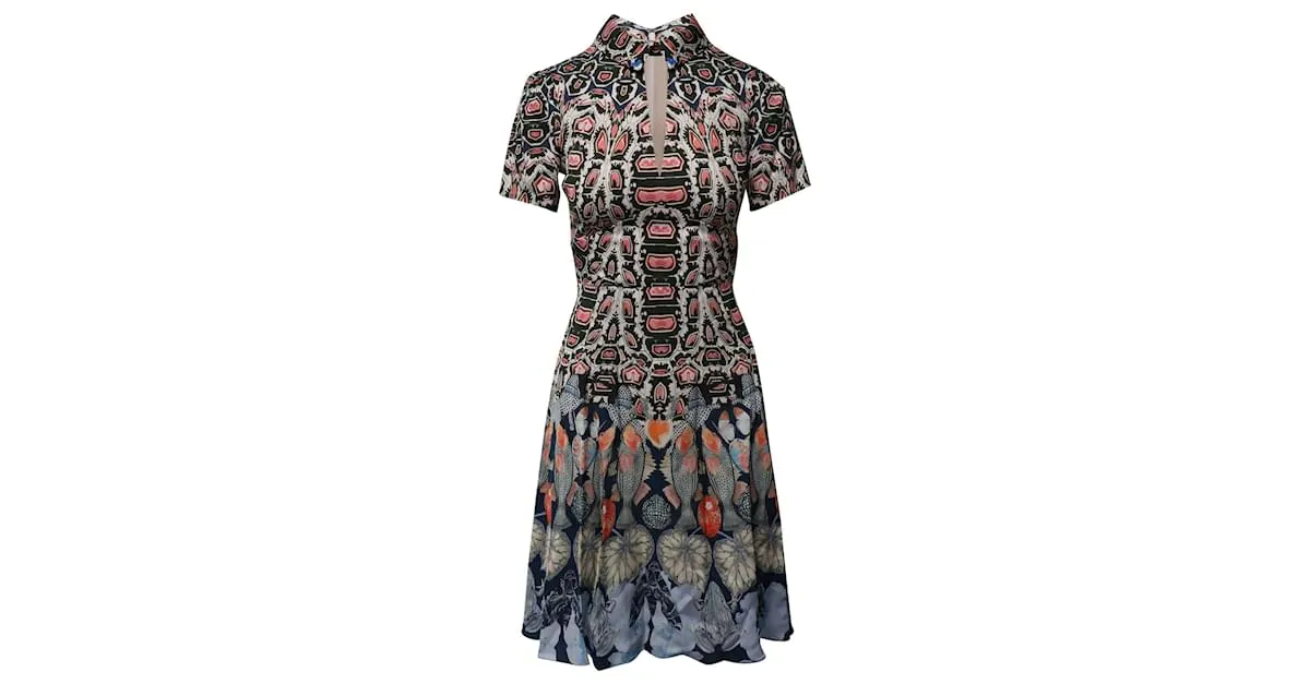 Vestido midi entallado y con vuelo estampado en poliéster multicolor de Temperley London 