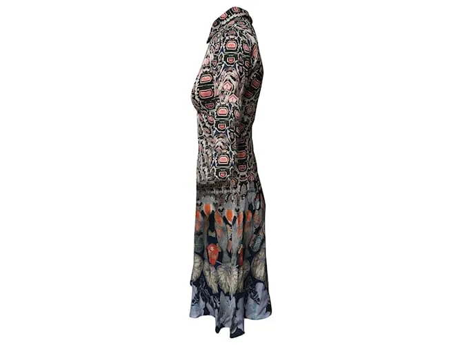 Vestido midi entallado y con vuelo estampado en poliéster multicolor de Temperley London 