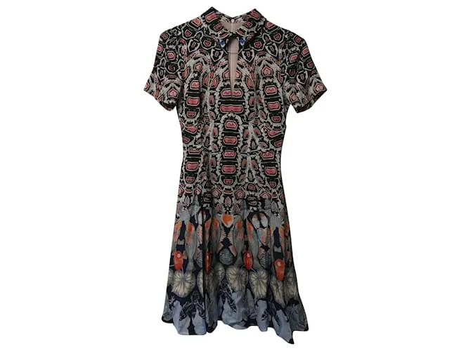 Vestido midi entallado y con vuelo estampado en poliéster multicolor de Temperley London 