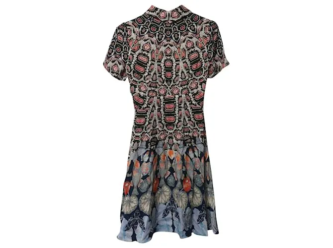 Vestido midi entallado y con vuelo estampado en poliéster multicolor de Temperley London 