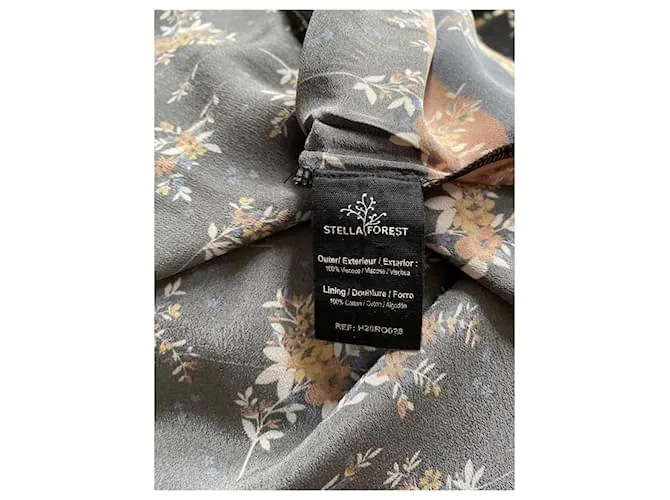 Vestido romántico con vuelo Stella Forest 36 viscosa floral negra, azul, SHEEPFUR Negro Multicolor 
