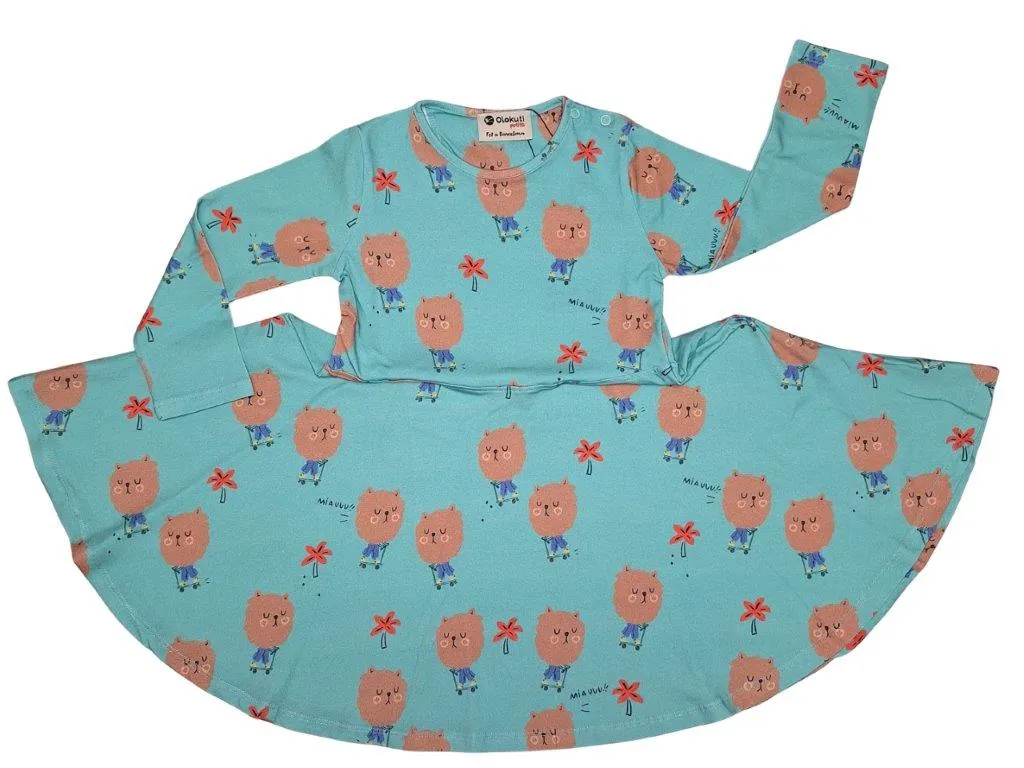 VESTIDO VUELO MENTA  GATOS